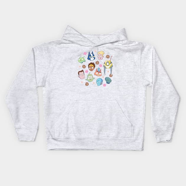 Final Space Friends and Enemies Pattern 1 Kids Hoodie by DajonAcevedo